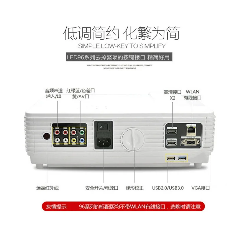

Projector LED 96 Household LED Home Theatre Office Business Teaching High-definition 1080P Projector
