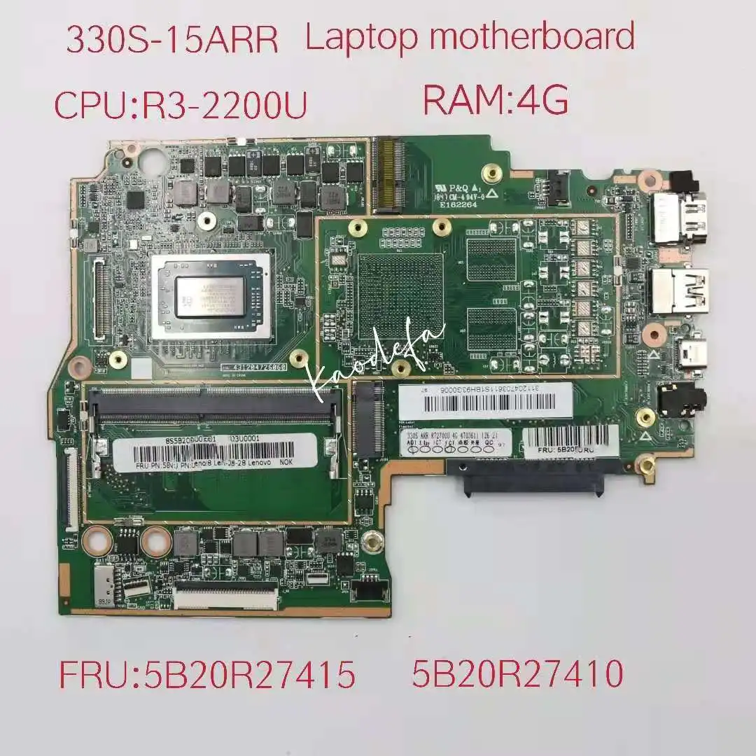 

for Lenovo Ideapad 330S-15ARR Laptop Motherboard MB 3N81FB CPU:R3-2200U RAM:4G DDR4 FRU:5B20R27415 5B20R27410 100% Test Ok