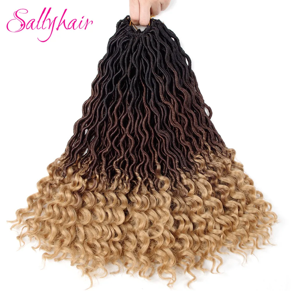 Sallyhair Curly Faux locs Synthetic Crochet Braids Hair extensions Ombre Braiding Hair Extension (34)