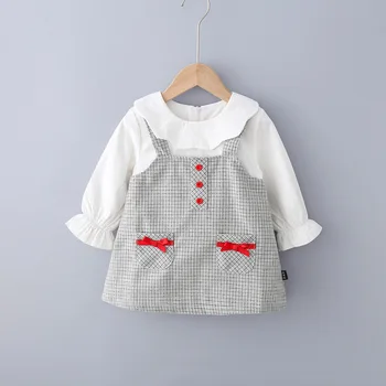 

Skirt Clothing Dress Doll Korean Above Knee, Mini Cute Plaid Spring Cotton Baby Ladies Two-piece Full Noenname_null Regular