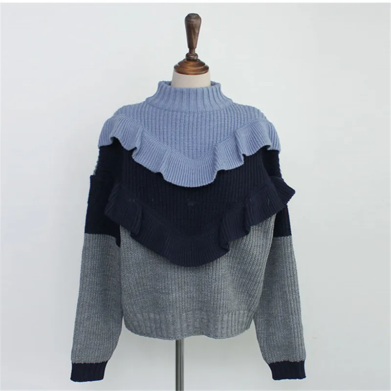 RUGOD Waveselvedge, вязаный свитер, цветной пуловер, джемпер, зимние топы для женщин, трикотаж, корейский стиль, женские свитера