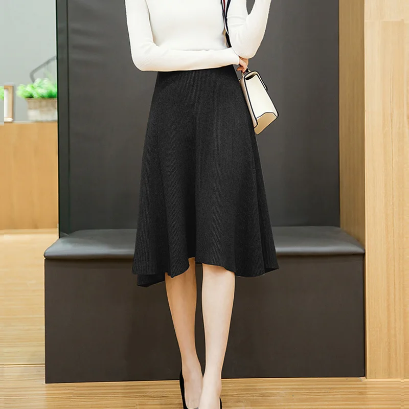 Женская Шерстяная трикотажная Юбка миди с поясом на резинке|midi skirt|autumn skirtmidi skirt