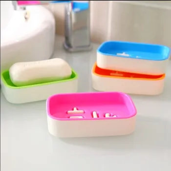 

Creative cartoon Double layer soap holder draining rack Sponge Dish suction box travel Bathroom kitchen Accessories