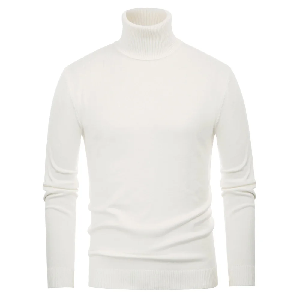 Теплый свитер Для мужчин Slim Fit Топы Мягкий однотонный цвет длинный рукав водолазка; свитер с эластичной резинкой осень-зима Термальность трикотаж
