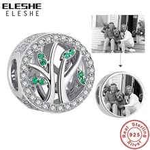 Подлинные 925 пробы Серебряные Подвески из бисера в виде дерева семейное дерево подходят к оригинальному браслету-Шарму персонализированные фото DIY ювелирные изделия