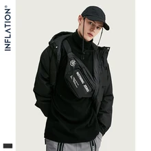 INFLATION мужской черный 70% пуховик зимняя уличная куртка с карманами и капюшоном Теплый пуховик свободный однотонный пуховик 9748W