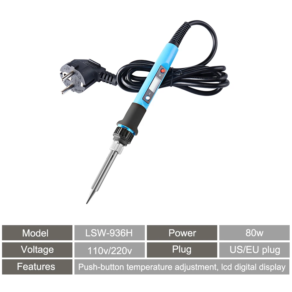 Blue Паяльник ATTEN, 150 Вт, 65 Вт, 80 Вт, ST-2150D, 150 Вт, 220 В, с цифровым ЖК-дисплеем, регулируемый по температуре паяльник, EU UC - Color: Blue