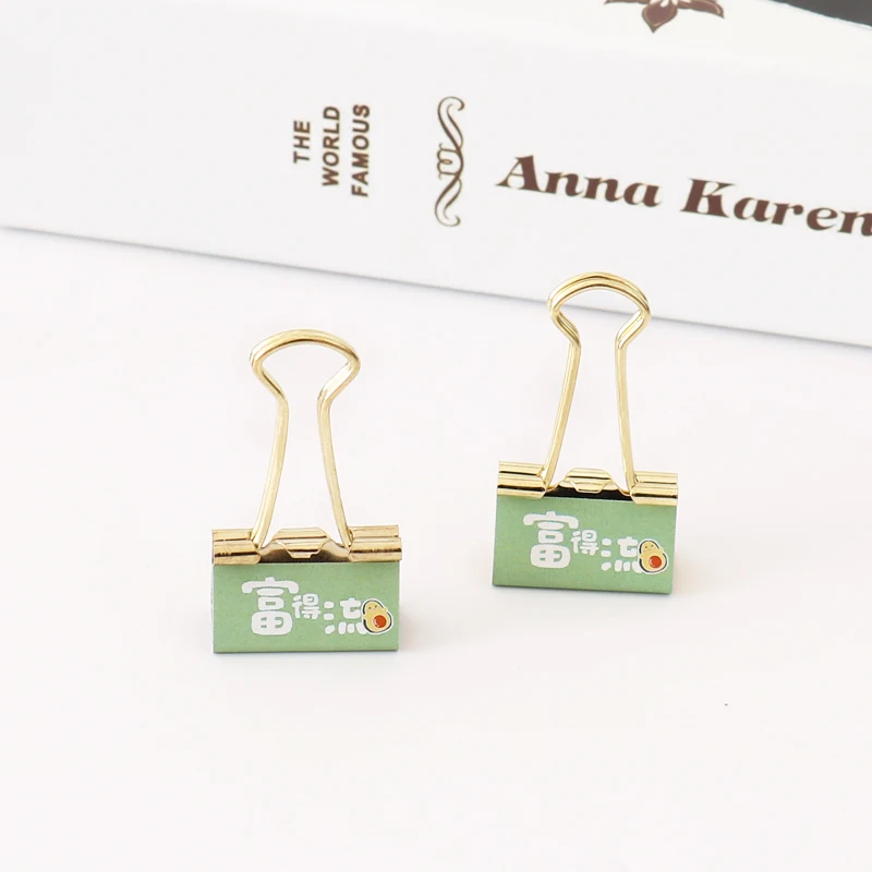 TUTU 6pcs /box Fashion Gold Avocado Season Fruit Binder Clip Metal Binder Clips Photos Tickets Notes Letter Paper Clip H0327