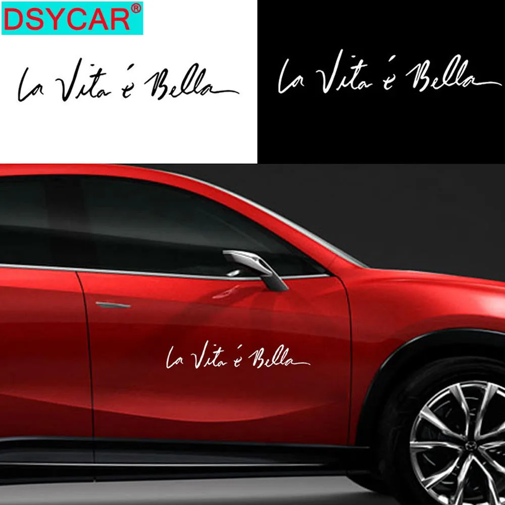 

DSYCAR 2Pcs/Lot Car Styling Bumper Stickers Decals La Vita E Bella Life Stickers Vinyl Decal Personality Waterproof Sticker
