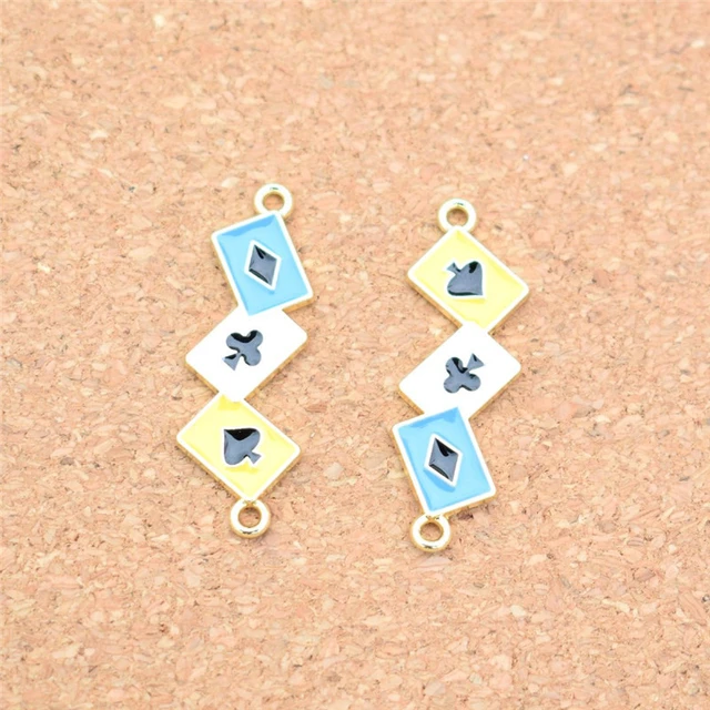 10pcs poker Connector Enamel Charms Handmade Craft Metal Charms for  Keychains Earring DIY Jewelry Making