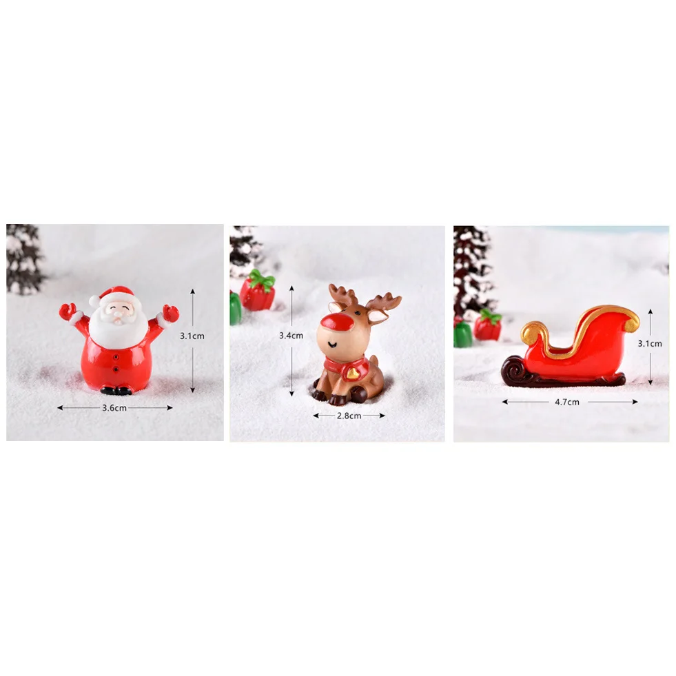 BAIUFOR Christmas Miniature Santa Claus Snowman Sled Reindeer Terrarium Figurines Fairy Garden Decor Snow Landscape Model - Цвет: reindeer set