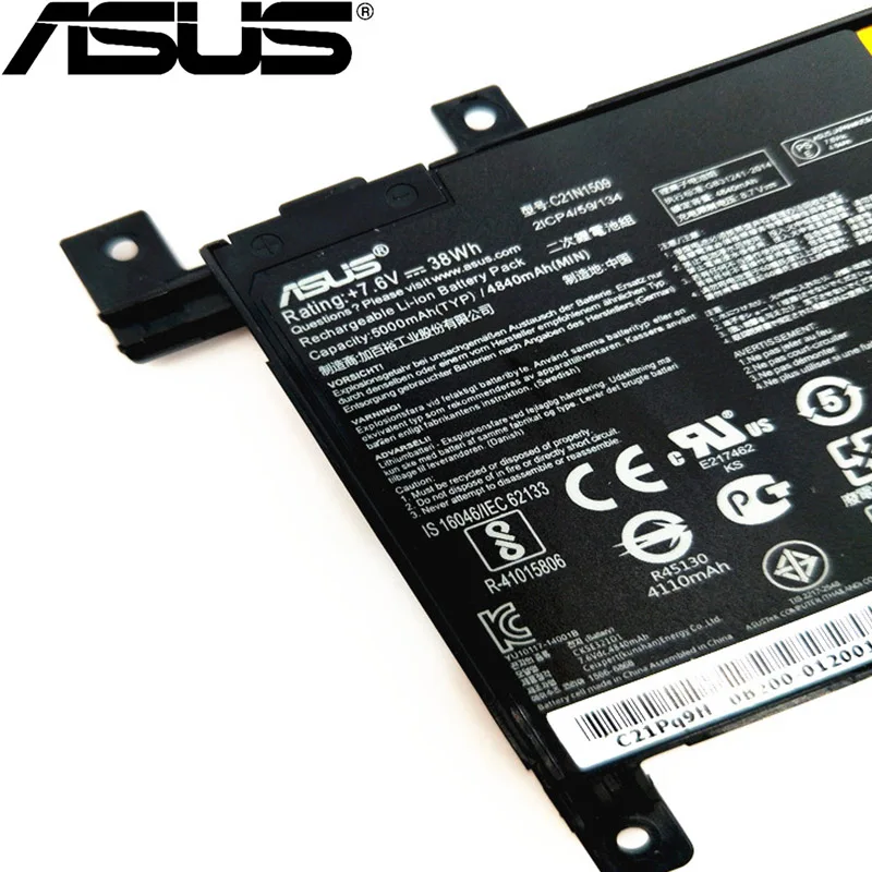 ASUS 5000 мА/ч, C21N1509 Батарея для ASUS Тетрадь X556UA X556UB X556UF X556UJ X556UQ X556UR X556UV A556U FL5900U