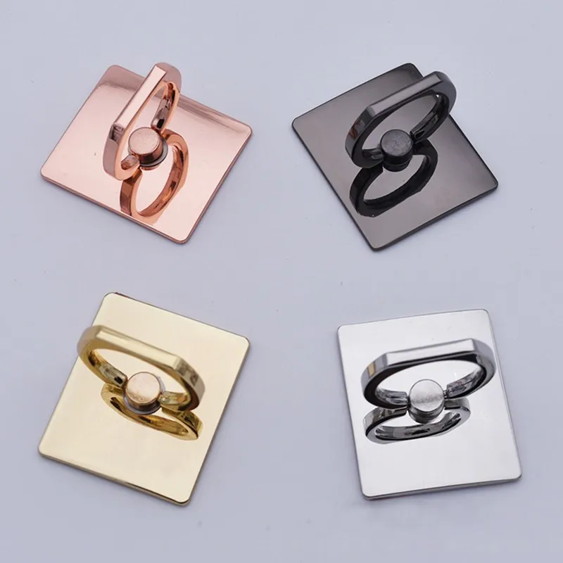 

Rose-Gold Color Plating Metal Square Finger Ring Bracket Mobile Phone Socket Holder Magnetic Car Bracket Stand Accessories