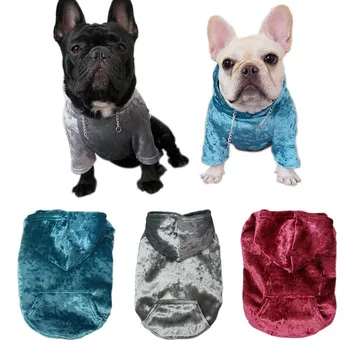 

Fashion Velvet Fabric Dog Coat Winter Warm Pet Clothes For Small Large Dogs Luxury Jacket For Pitbull French Bulldog Hoodies 10E