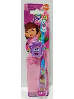 

Cepillo de dientes ergonomico infantil de DORA EXPLORADORA. Con capucha protectora y ventosa en la base. TINOKOU