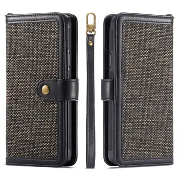 

For SamsungS9 Plus Case Gunny Cloth Detachable Magnetic Flip Leather Multi-Function Card Slots Case for Samsung S7 S8 S9 Note 9
