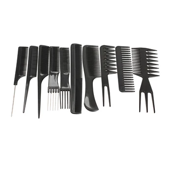

10pcs/lot Black Makeup Comb Set Styling Hairdressing Comb Designs Barber Training Tail Comb Salon Studio Hair Cut Comb