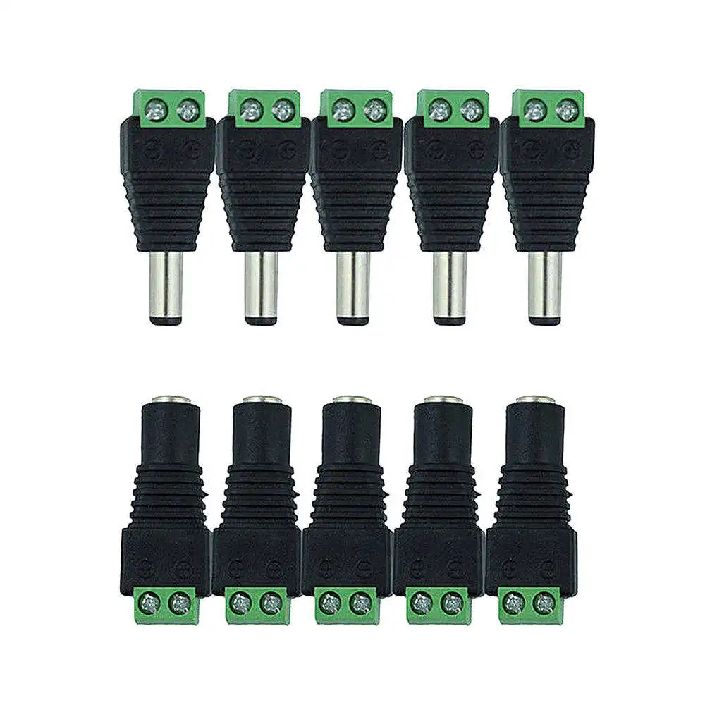 

5 Pairs 12V Female Male Wire Connector Adapter Plug Jack Socket For CCTV Cable Connection LED Strip Light