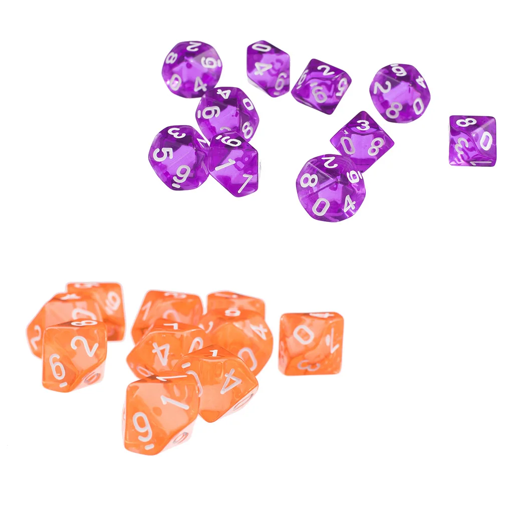 20x многогранные кости D10 Набор для подземелий и драконов RPG аксессуары для настольной игры