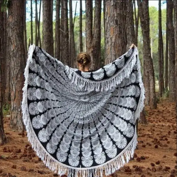 Indian Mandala Tapestry Beach Boho Yoga Home Hippie Decor Wall Hanging Printed Rectangle Peacock Tapestry Bohemian Mat - Цвет: 6