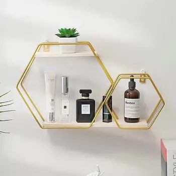 

Nordic Style Iron Hexagon Rack Magazine Rack Holder Organizer Combination Geometric Figure Decoration Wall Mounting For Living R