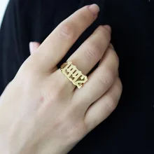 Персонализированные дата рождения год количество кольца для мужчин и женщин подарки на день рождения ювелирные изделия из нержавеющей стали золотого цвета перстень BFF