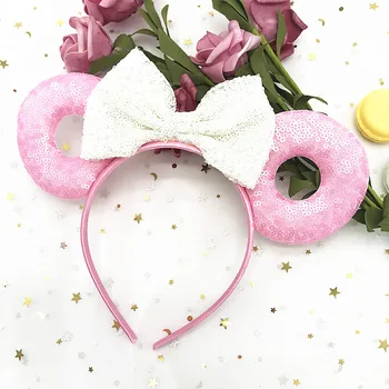 

Cute Sequin Doughnut Bowknot Hair Hoop Girl's Headband Makeup Hair Accessories For Fashion Birthday Party Carnival Headwear