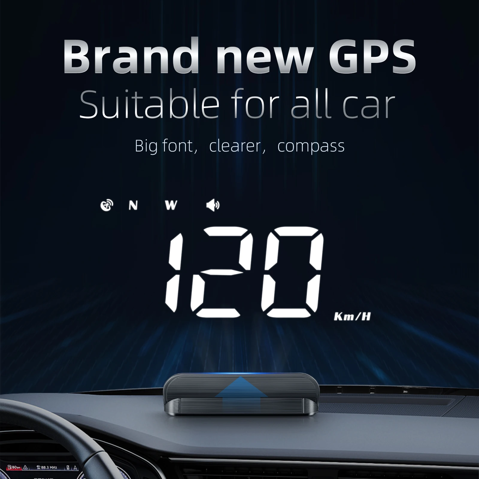 Car Hud Gps Gauge Head Up Display Speedometer 3d Reflection Speed