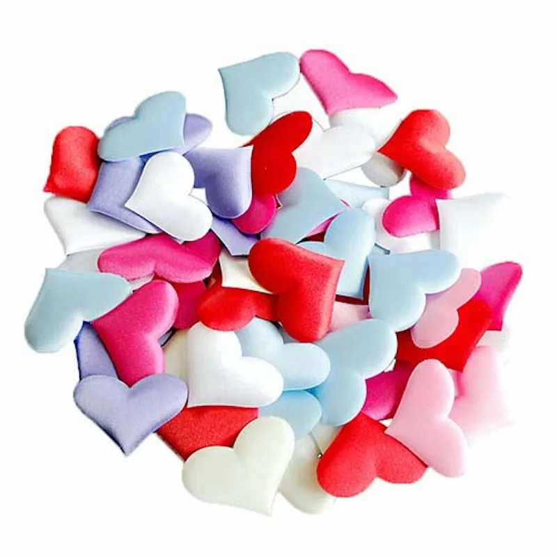 

100Pcs 20mm Romantic Sponge Satin Fabric Heart Petals Wedding Confetti Table Bed Heart Petals Wedding Valentine Decoration