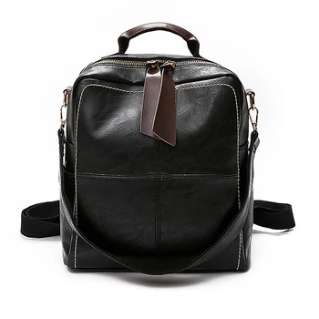 

Classic Backpack Pu Leather Ms. Backpack School Girl Backpack, Black