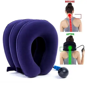 

3 Layer Air Inflatable Neck Traction Stretcher Device Cervical Collar Support Cushion Shoulder-Neck Pain Relief Relax Brace