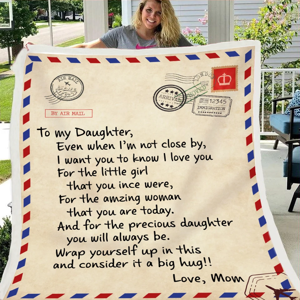Gifts for Mum-100x150cm Letter Fleece Blanket to My Mom Letter Printed Quilts Son for Moms Air Mail Blanket Positive Encourage and Love Moms Flannel Blanket Gifts 