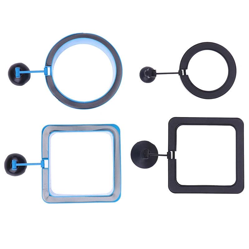 1PC Aquarium Feed Ring Fish Tank Station Floating Food Square Circle Round Feeder Sucker Cup Accessory Supply Black Or Blue
