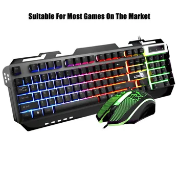 

Gaming Keyboard and Mouse Wired Keyboard with LED Backlight Keyboard Play Game 2000Dpi Silent Gaming Mouse Set For PC Laptop