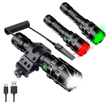 

Tactical Flashlight 1600 Lumens USB Rechargeable Torch Waterproof Hunting Light with Clip Hunting Shooting Gun Accessories