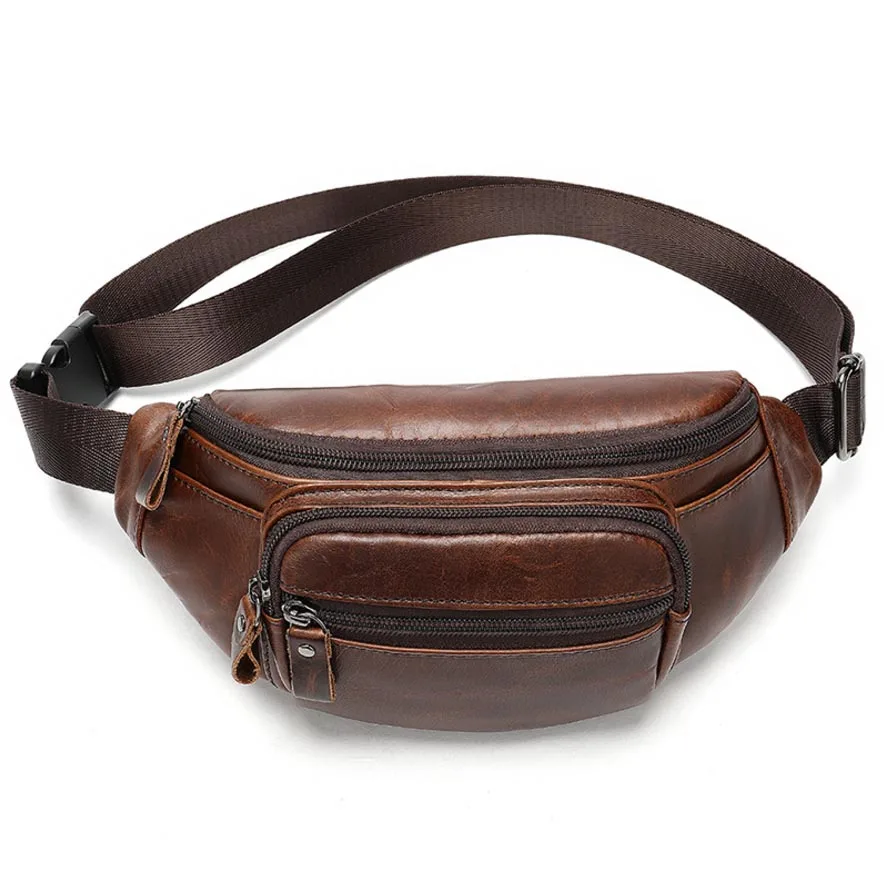 

Genuine Leather Male Waist bag High Quality and Men's Chest Bag Waist pack