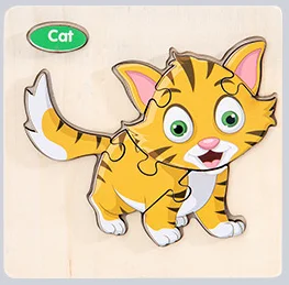 Candywood деревянная головоломка, деревянная 3D головоломка, головоломка для детей, детские Мультяшные животные/дорожные пазлы, обучающая игрушка для детей - Цвет: Золотой