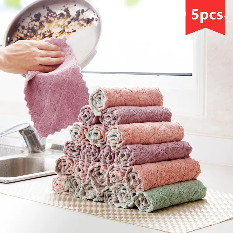 5 шт. тряпка для чистки кухонных полотенец из микрофибры|kitchen towel|microfiber cleaning cloths