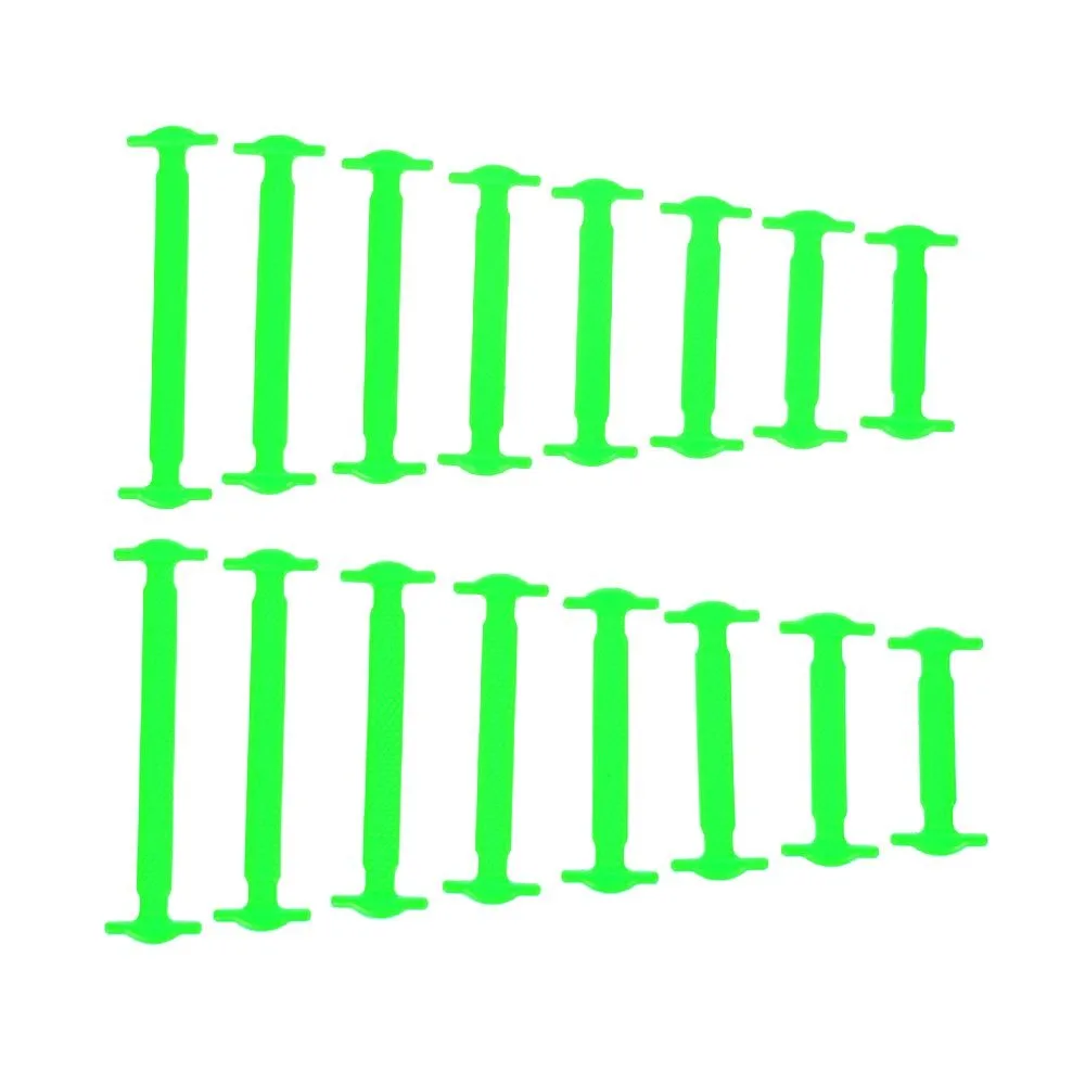 16 шт ленивые эластичные силиконовые шнурки без галстука беговые кроссовки шнурки для обуви креативные туфли аксессуары - Цвет: green