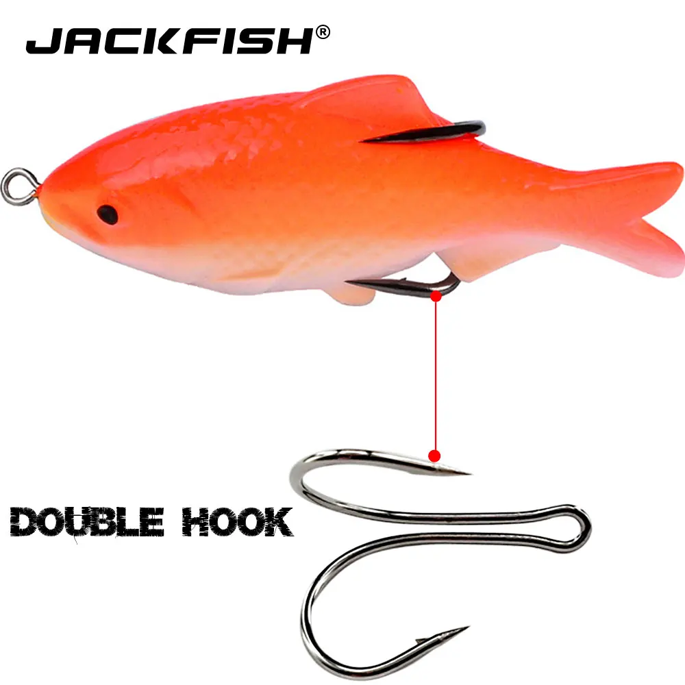 JACKFISH 1 шт. 9,5 см 18 г 3D Мягкая приманка рыболовные приманки Двойные крючки верхняя вода искусственная пластиковая плавающая приманка крэнк использование для снаряжение рыболовное