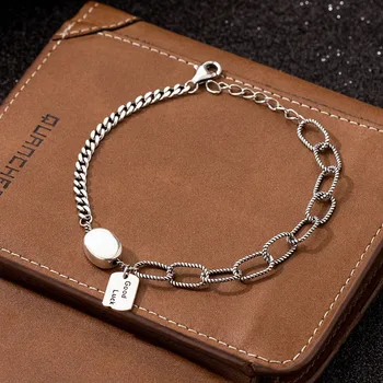 

925 Sterling Silver Lucky Bracelet Female Thai Silver Retro Simple Student Luck Hand Chain Fine Jewelry