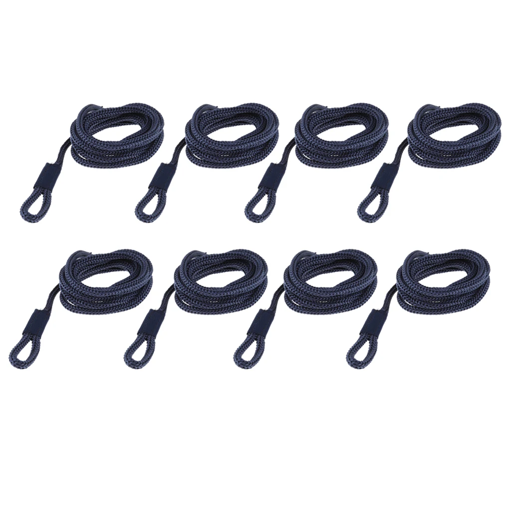 8x Double-Braided Nylon Fender Lines Dockline for Marine Boats Docking (Dark Blue, L: 5 ft. D: 1/4 inch)
