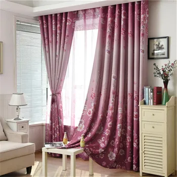 

Pink Flower Print Blackout Curtains for Girls Bedroom Customize 1 Panel Polyester Fabric Blinds Kitchen Finished Window Drapes