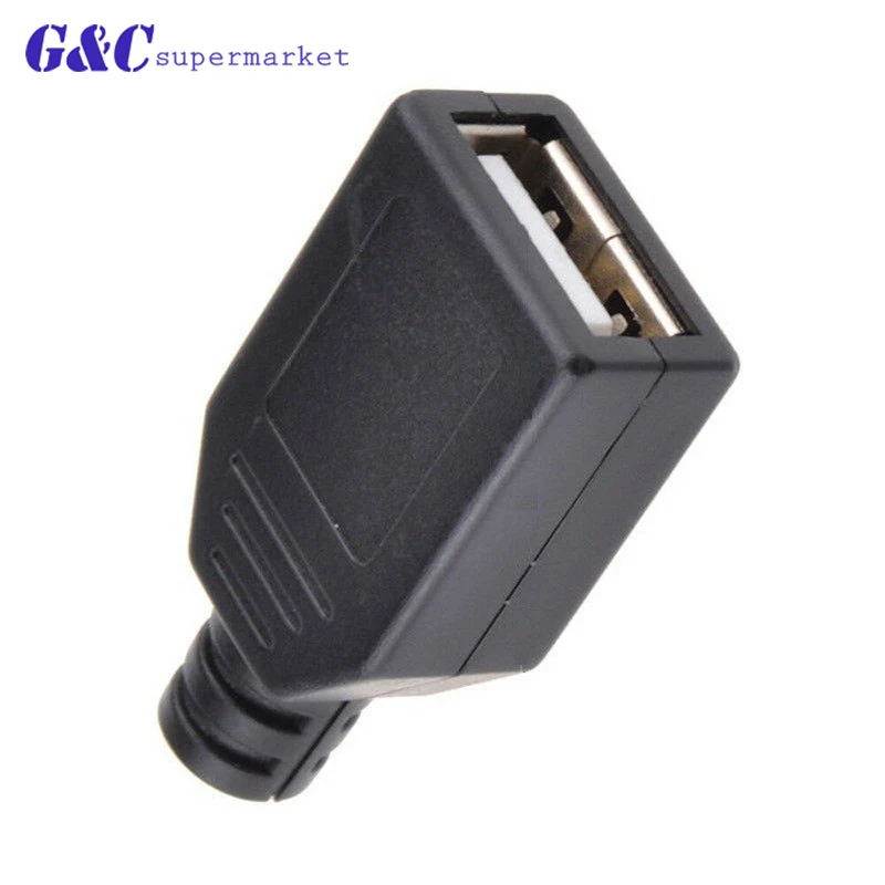 

10pcs Type A USB 4-pin plug and socket connector with black plastic cover popular electronics electronics accessories safe