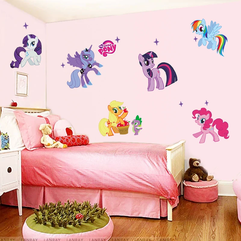 cartoon pony wall stickers for kids rooms children bedroom decoration wall decals girl's room birthday gift refrigerator decor