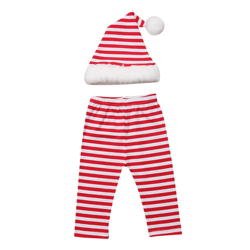 Модный комплект из 2 предметов для новорожденных девочек и мальчиков, штаны в полоску+ шапка, рождественские наряды Милая праздничная одежда Conjunto Infantil 40SE19