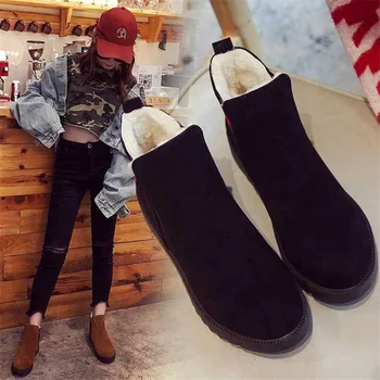 

students Suede Fashion Ankle Boots for Women Shoes round Toe High Round Toe Botas Mujer Botte Femme 2019 Winter New woman boots