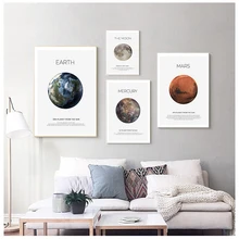 Cuadro del Sistema Solar para decoración de habitación de niños, póster de astronomía, arte de pared espacial, lienzo impreso, pintura Nórdica