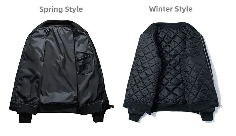 Tiger-Bestickte Bomberjacke für Herren, Pilotenjacke, Militär-Windbreaker, Frühling-Herbst Herren Gefütterte College-Jacke, Luxus-A1 – Detail 2