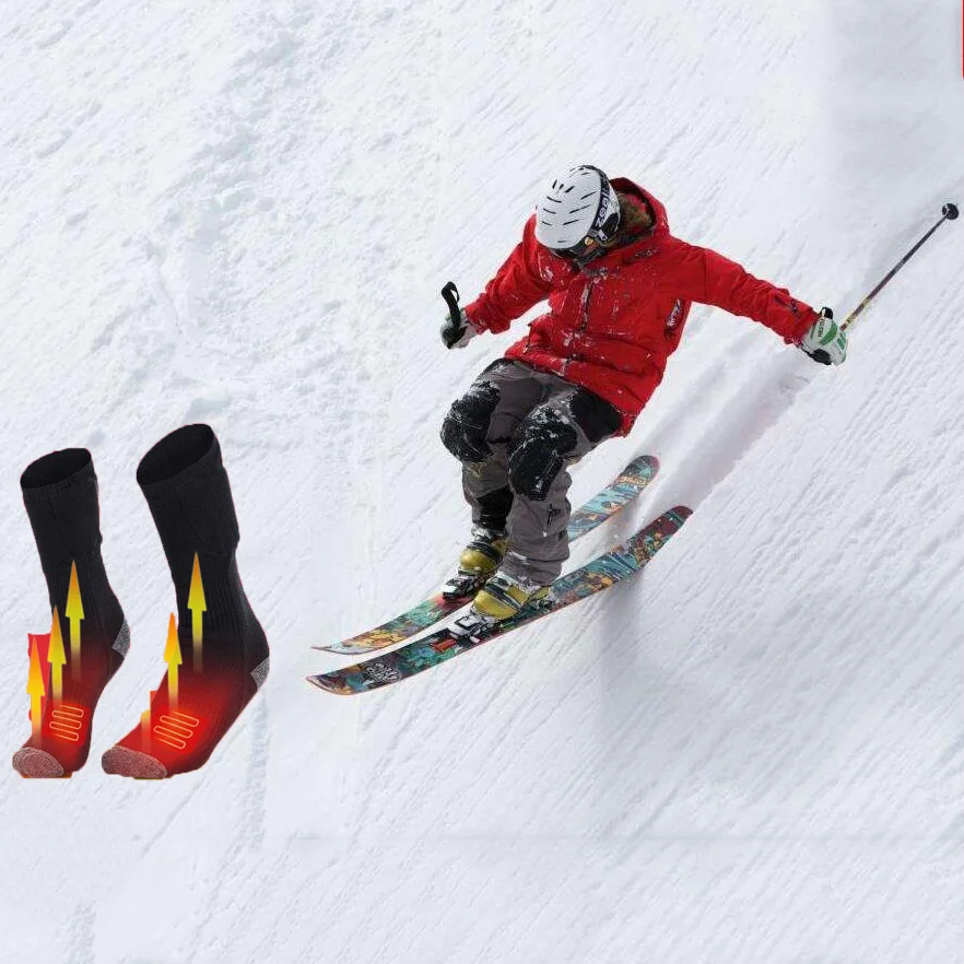Lithium battery electric socks, rechargeable, temperature adjustable, water wash, cold proof, old people's socks, warm Ski Socks